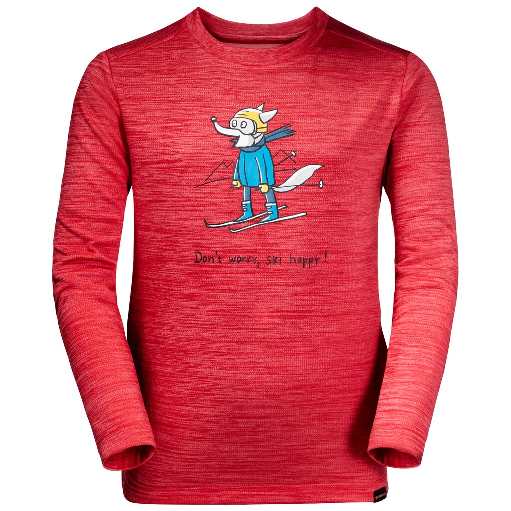 Jack Wolfskin SKIING WOLF LONGSLEEVE Swetry Dziecięce - Czerwone 9046PNUMY